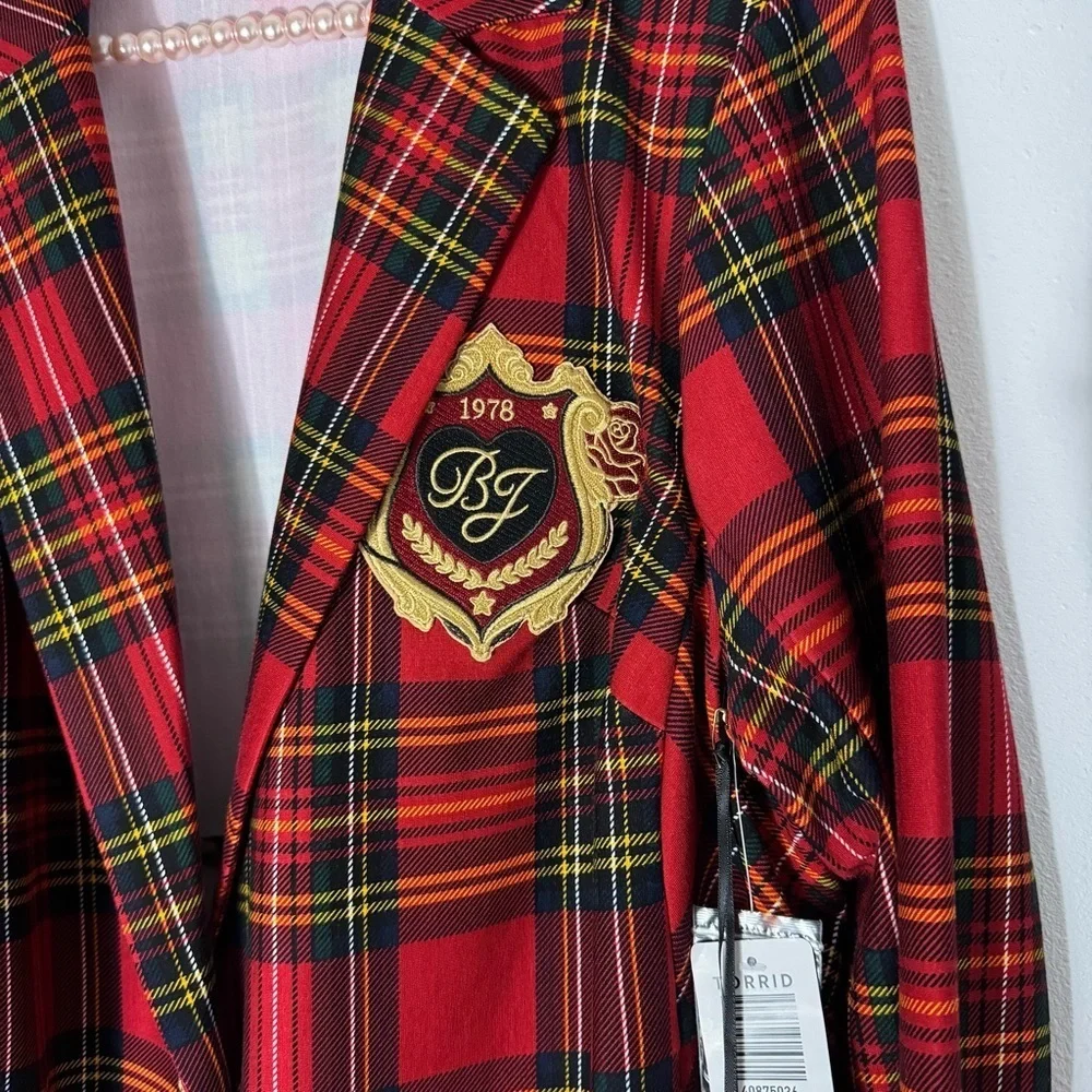 Torrid x Betsey Johnson NWT tartan plaid blazer size 1X
